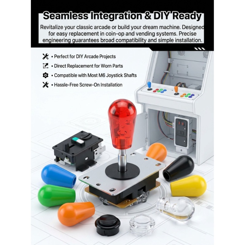 Arcade Games And Vending - 1 個 M6 ジョイスティックアメリカンボールヘッドジョイスティック Diy アーケードコインゲーム自動販売機部品交換用