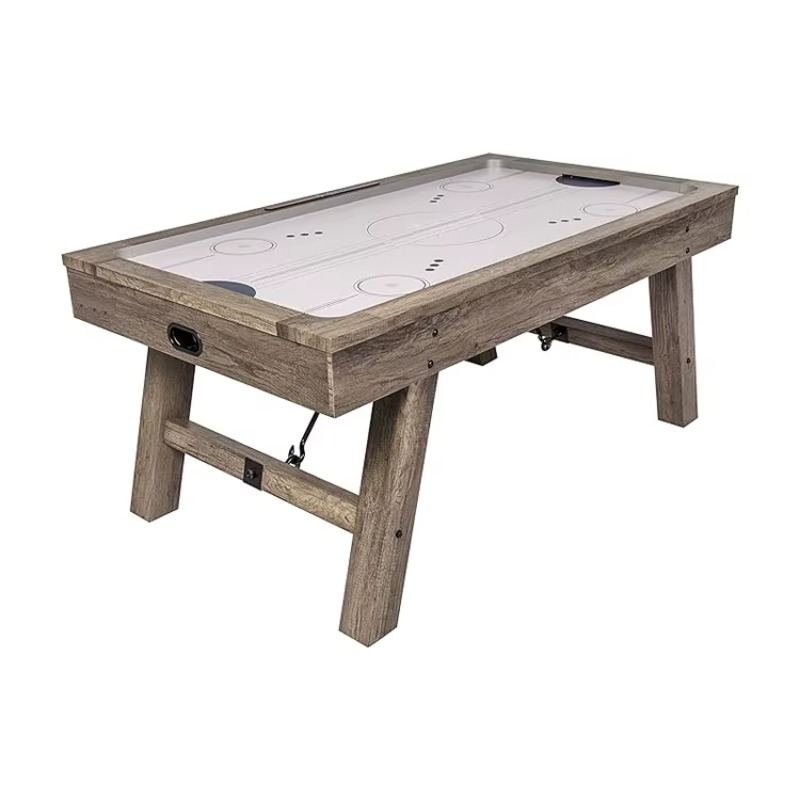 Air Hockey Table - 2026年モダンデザインエアパワーホッケーテーブル、素朴な木目調仕上げ、スチール素材、ゲームルーム、オフィス、ガレージ用