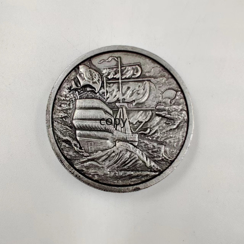 Token Coin Mechanism - 7つのシリーズアメリカの海賊コイン魔法の頭蓋骨帆船パターン彫刻トークン収集コインコイン