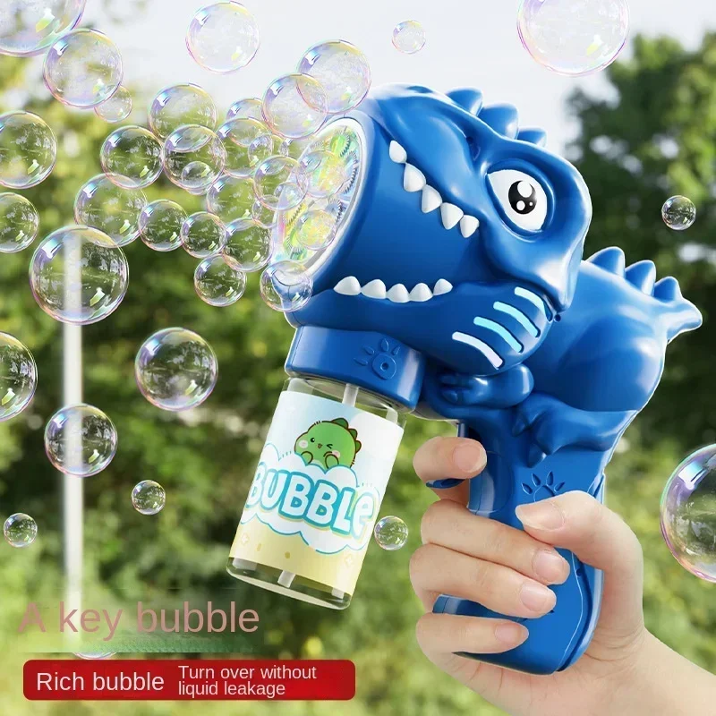 Bubble Gum Machine - 6 穴恐竜バブルマシン電動バブルガンライト付き全自動バブルガン自動石鹸ブロワー屋外ゲームおもちゃ