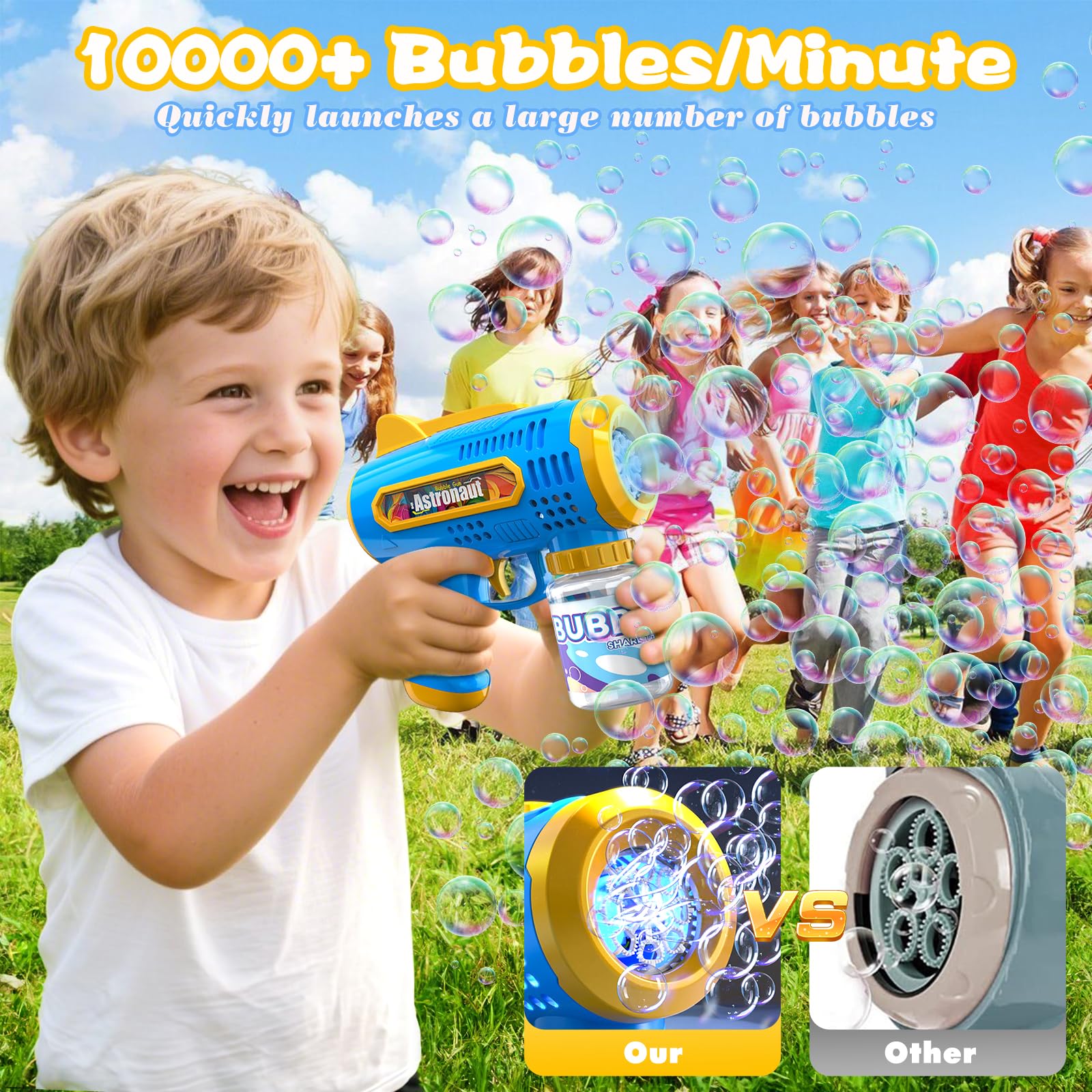 バブルガン、自動バブルマシン、こぼれない子供用バブルおもちゃ - Bubble Gum Machine のレビューと価格