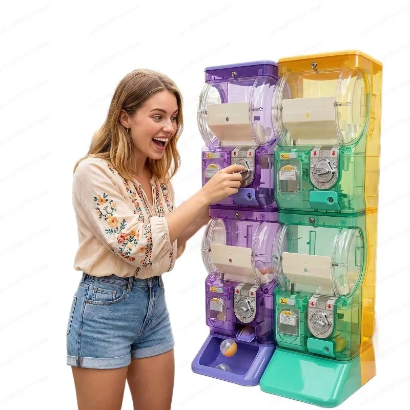 透明な白い二段式ガチャポンマシン、75mmガチャボール用のコ - Arcade Vending & Laundry Revenue のレビューと価格