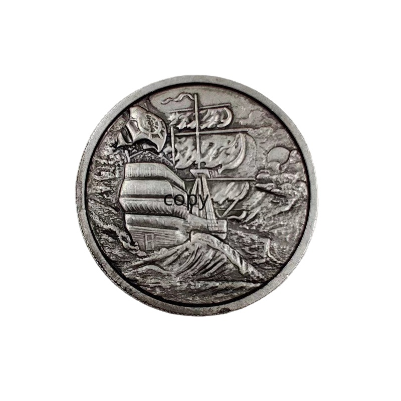 7つのシリーズアメリカの海賊コイン魔法の頭蓋骨帆船パターン彫 - Token Coin Mechanism のレビューと価格