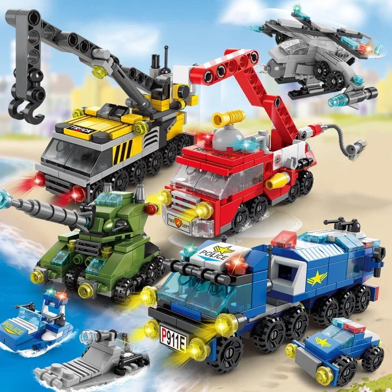 子供のための消防車のビルディングブロック,警察のトラック,エ - Claw Crane Machine のレビューと価格